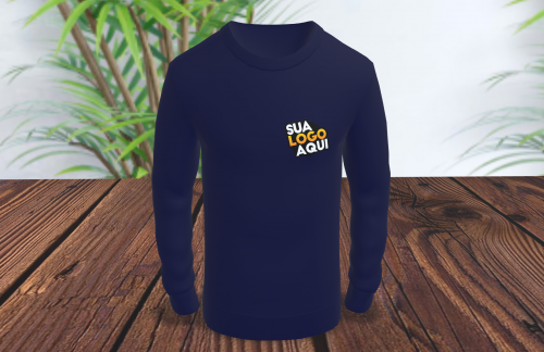 CAMISETA EM POLIESTER / DTF/ M. LONGA AZUL MARINHO/ TAM. G