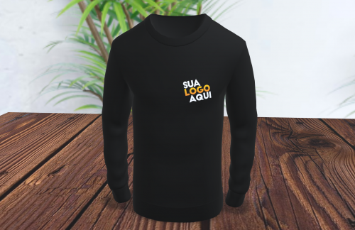 CAMISETA EM POLIESTER / DTF/ M. LONGA PRETA/ TAM. GG